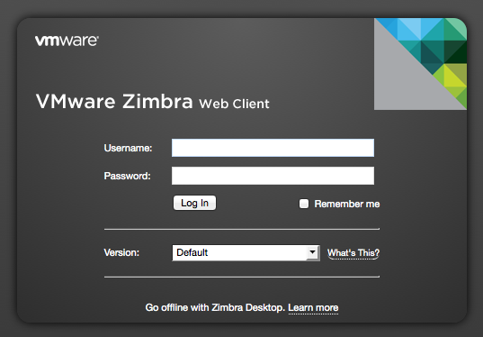 Zimbra 7 login box
